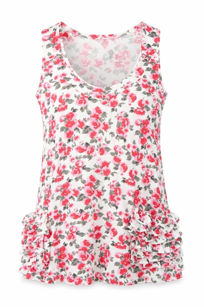 Denim Womens White Floral  Basic T-Shirt Size 8