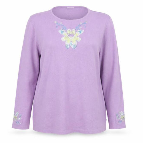 Classics Womens Purple Floral Knit Pullover Jumper Size 20