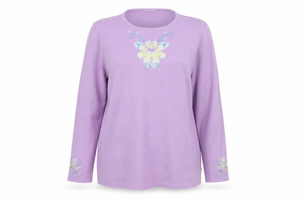 Classics Womens Purple Floral Knit Pullover Jumper Size 20