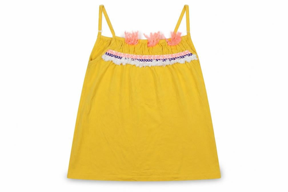 Matalan Girls Yellow Striped  Basic Tank Size 9 Years  - boho tassel