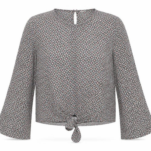 Preworn Womens Black Geometric  Tunic Blouse Size 12