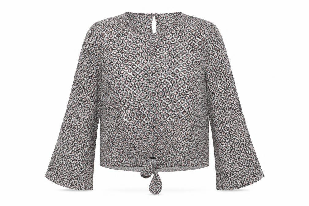 Preworn Womens Black Geometric  Tunic Blouse Size 12