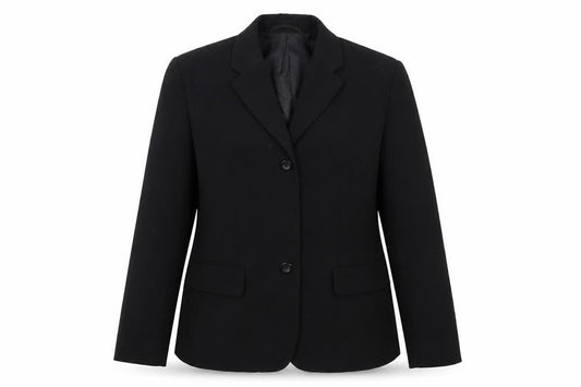 Front view of Preworn women’s black jacket suit jacket, size UK 10