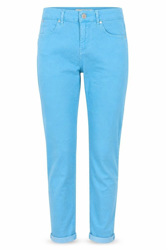 Front view of Topshop women’s blue denim skinny jeans, size UK 30, in, 27-inch leg