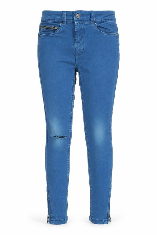 Front view of Denim Co girls’ blue denim skinny jeans, size 10-11, years - distressed