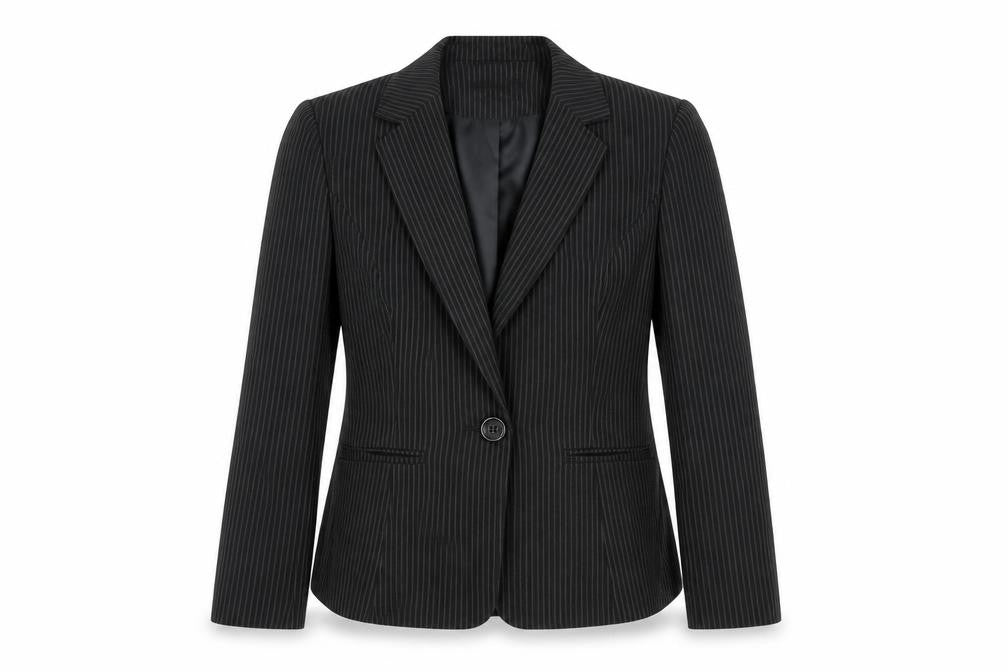 Papaya Womens Black Striped  Jacket Suit Jacket Size 12