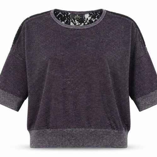 Replay Womens Purple Striped Knit Pullover Jumper Size XS  - Lace back