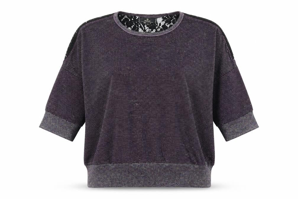 Replay Womens Purple Striped Knit Pullover Jumper Size XS  - Lace back