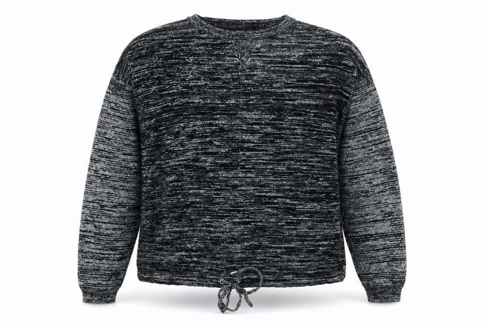 Front view of Next women’s black striped jersey pullover sweatshirt, size UK 12
