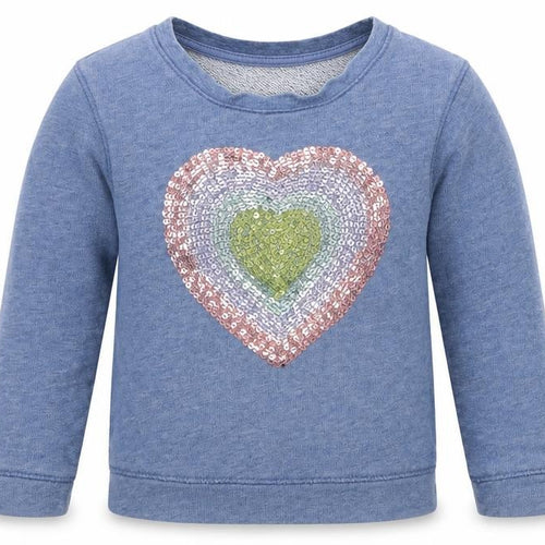 John Lewis Girls Blue  Jersey Pullover Sweatshirt Size 2 Years  - Love heart