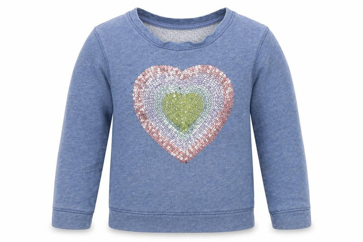 John Lewis Girls Blue Jersey Pullover Sweatshirt Size 2 Years - Love heart