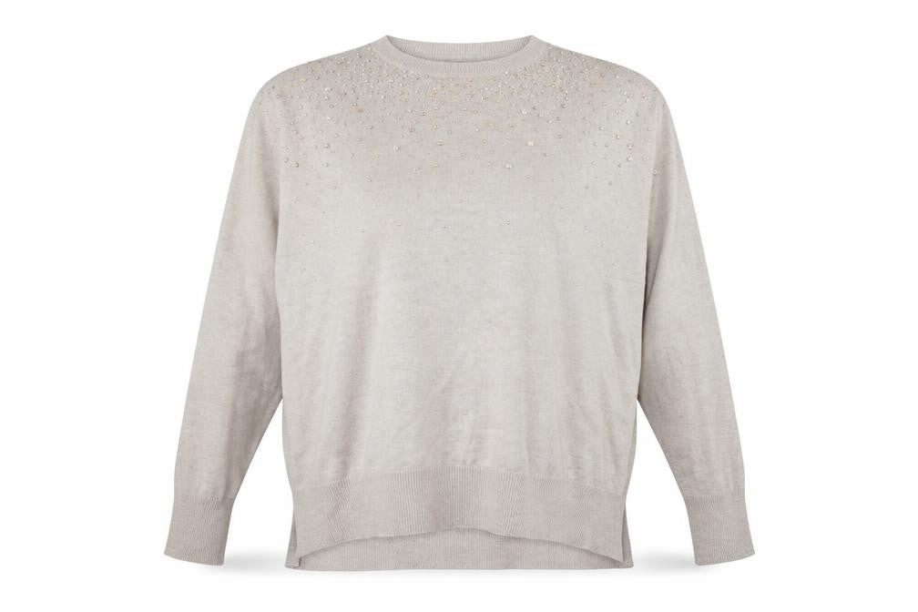 Front view of Atmosphere women’s ivory jersey jumper, size UK 10