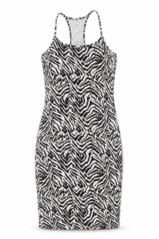 Front view of H&M women’s multicoloured animal print fit & flare, size M