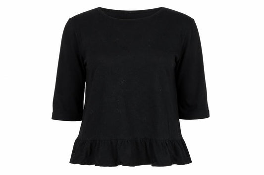 Front view of H&M women’s black basic t-shirt, size XS