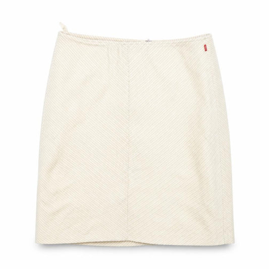 Front view of Preworn women’s ivory a-line skirt, size UK 34, in