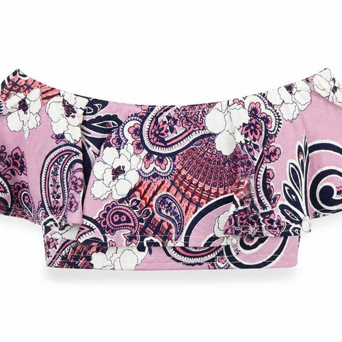 lotd Womens Pink Floral  Cropped Blouse Size 8