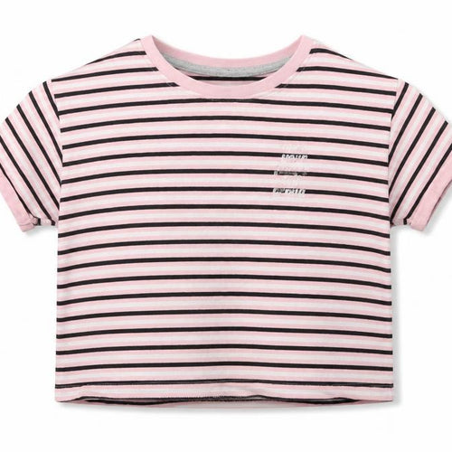 George Girls Pink Striped  Basic T-Shirt Size 9-10 Years