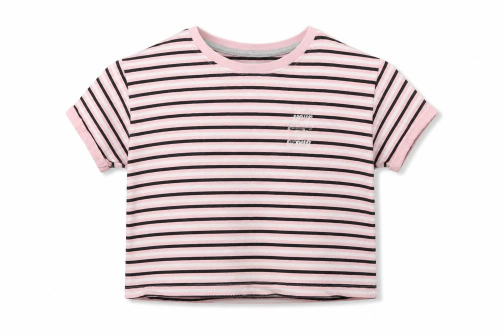 George Girls Pink Striped  Basic T-Shirt Size 9-10 Years