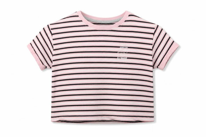 George Girls Pink Striped Basic T-Shirt Size 9-10 Years