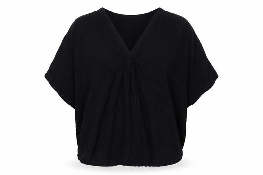 Front view of ASOS women’s black basic blouse, size UK 8