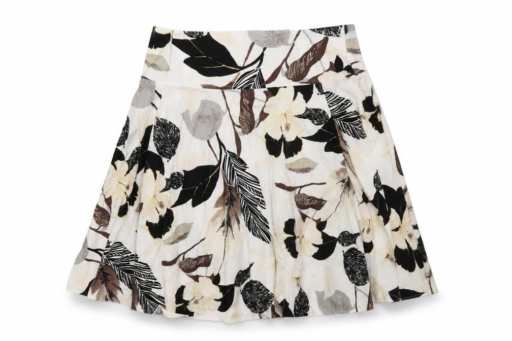 Fosby Womens White Floral  A-Line Skirt