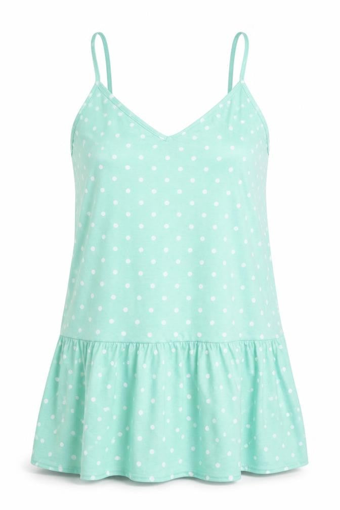 In the Style Womens Green Polka Dot  Basic Tank Size 8