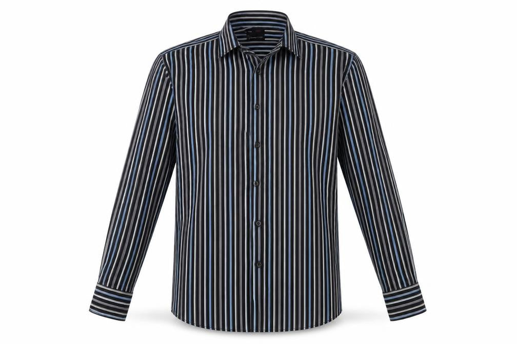 Redhering Mens Black Striped   Button-Up Size 15.5