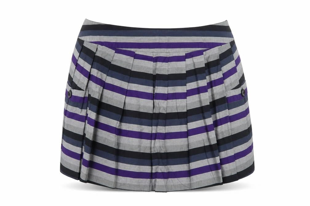 XX Womens Grey Striped  Pleated Skirt Size 10