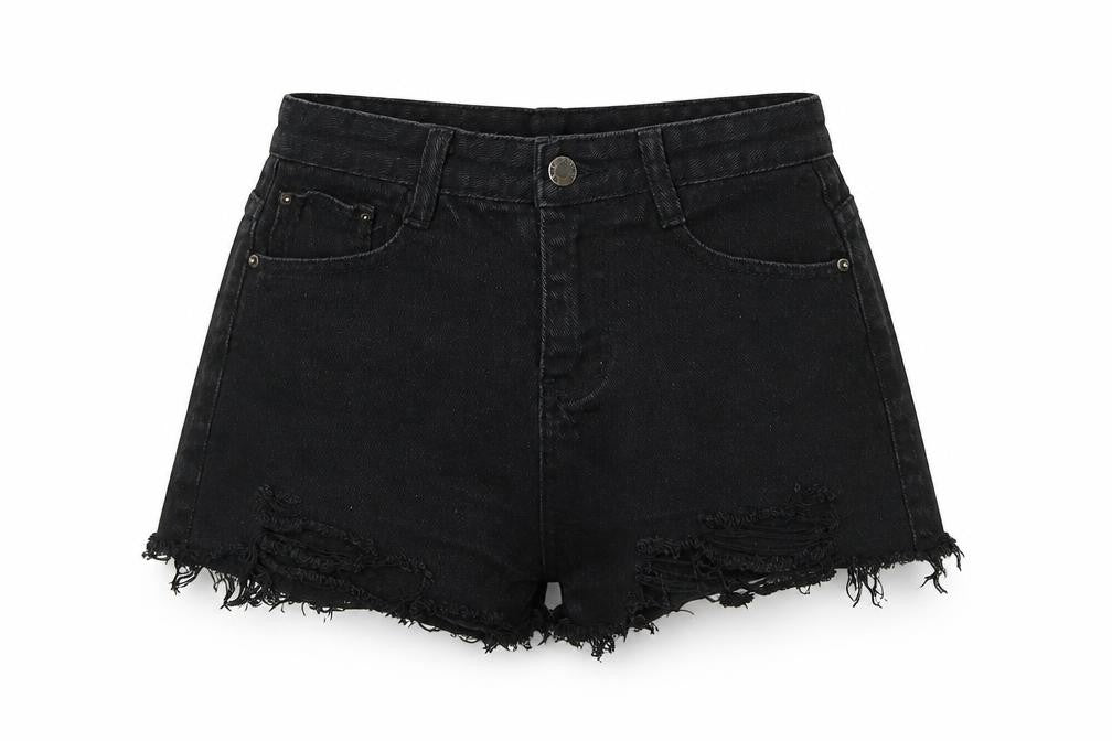 falmer Womens Black  Denim Hot Pants Shorts Size S