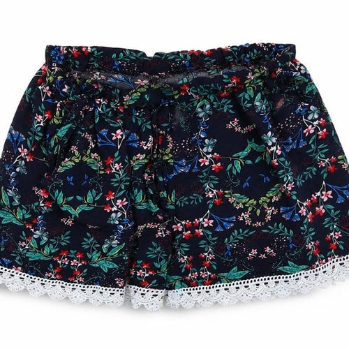 Preworn Womens Black Floral  Paperbag Shorts Size M
