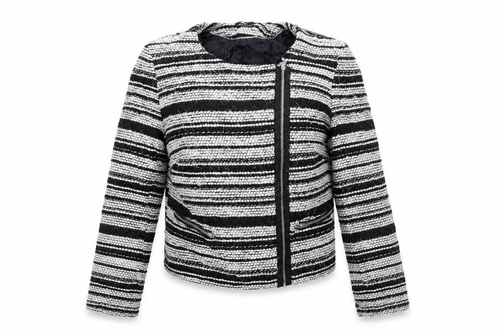 M&Co Womens Black Striped  Jacket Coat Size 14