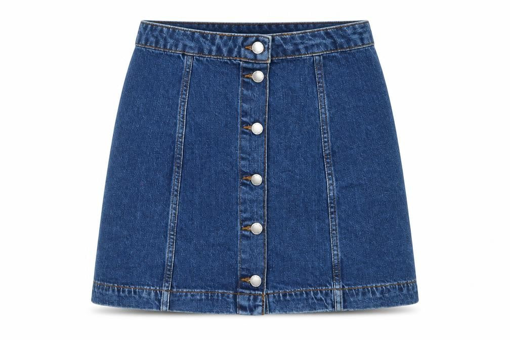 Topshop Womens Blue  Denim A-Line Skirt