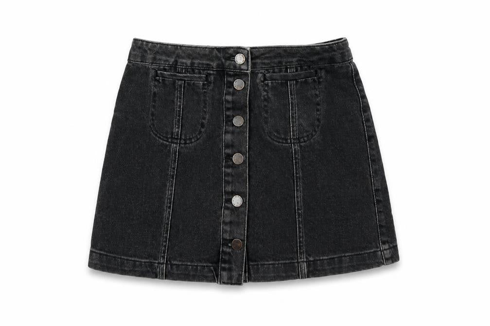 Topshop Womens Black  Denim A-Line Skirt Size 8