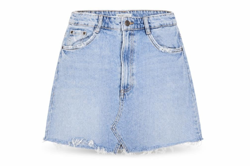 Preworn Womens Blue  Denim A-Line Skirt