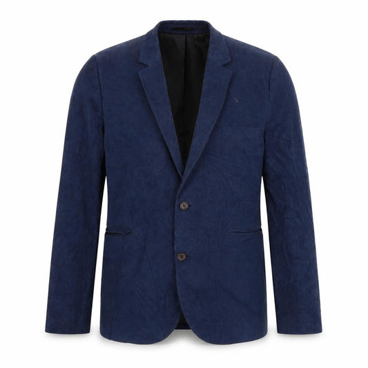 Front view of Burton men’s blue jacket suit jacket, size M