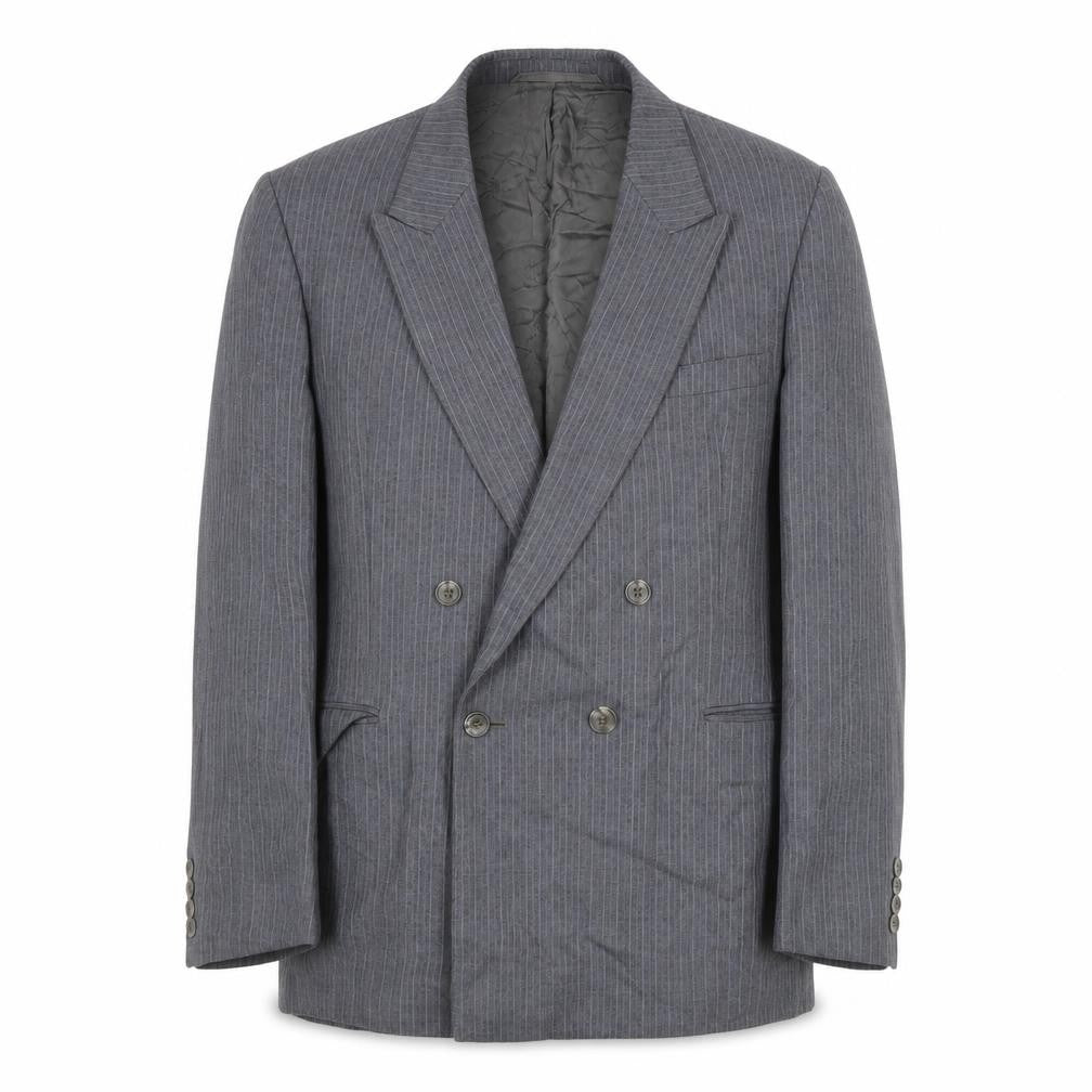 Male Mens Grey Striped  Jacket Suit Jacket Size L