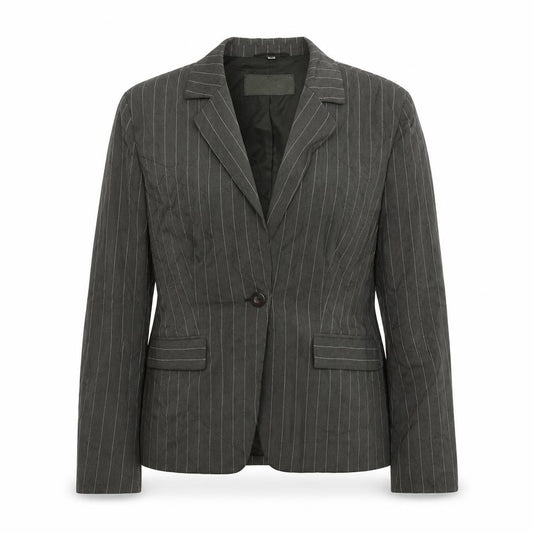 Front view of La Strada women’s green jacket suit jacket, size UK 12