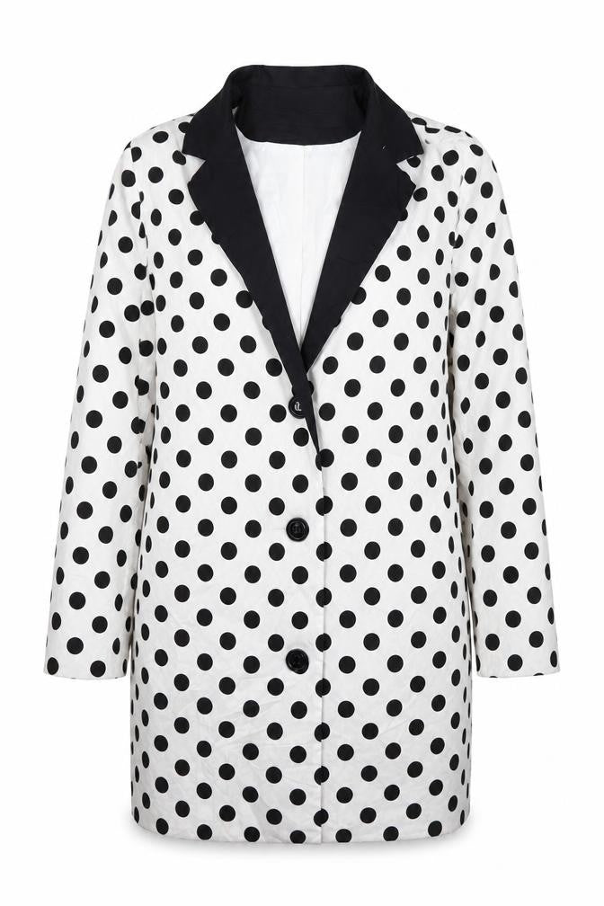 Boohoo Womens White Spotted  Jacket Suit Jacket Size 8