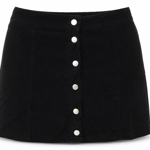Lulua Womens Black  Corduroy A-Line Skirt Size L