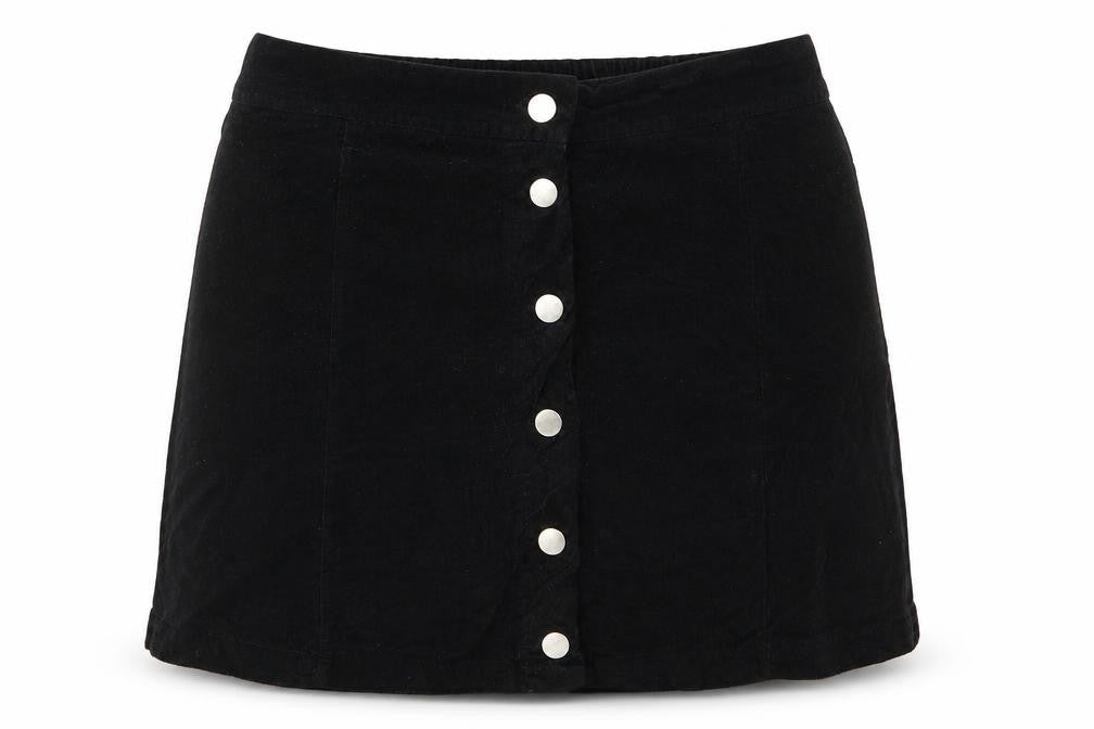 Lulua Womens Black  Corduroy A-Line Skirt Size L