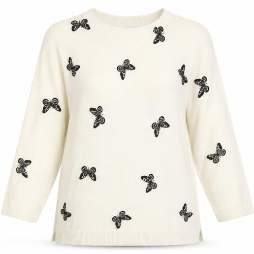 Papaya Womens Ivory  Knit Pullover Jumper Size 8  - Butterfly