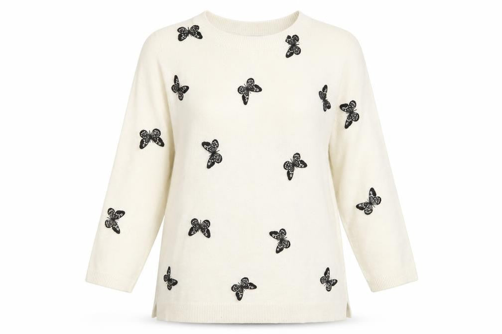Papaya Womens Ivory  Knit Pullover Jumper Size 8  - Butterfly