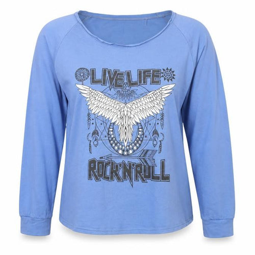Preworn Womens Blue  Jersey Pullover Sweatshirt Size L  - Live Life