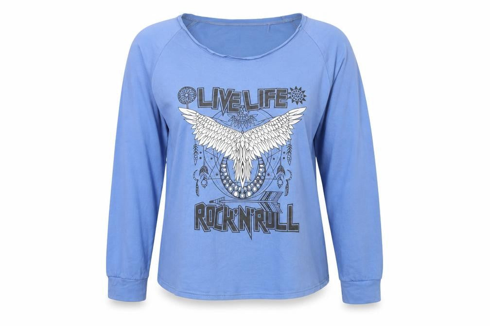 Preworn Womens Blue  Jersey Pullover Sweatshirt Size L  - Live Life