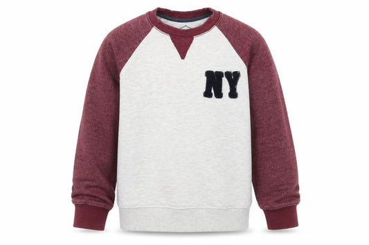 Front view of Matalan boys’ grey colourblock jersey pullover sweatshirt, size 9, years - ny