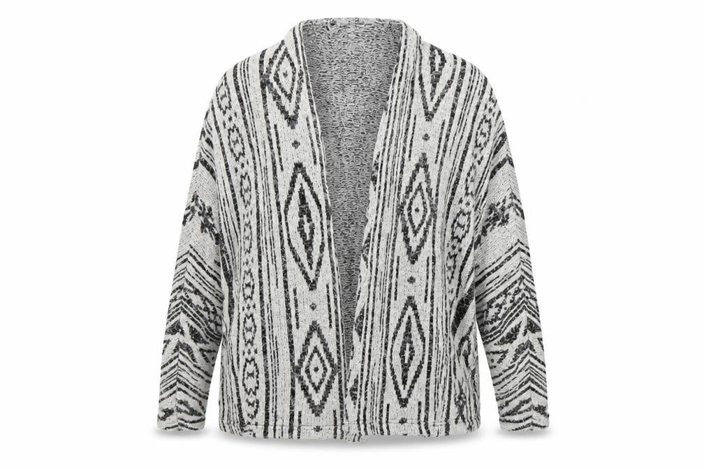 Front view of Atmosphere women’s grey cardigan jumper, size S