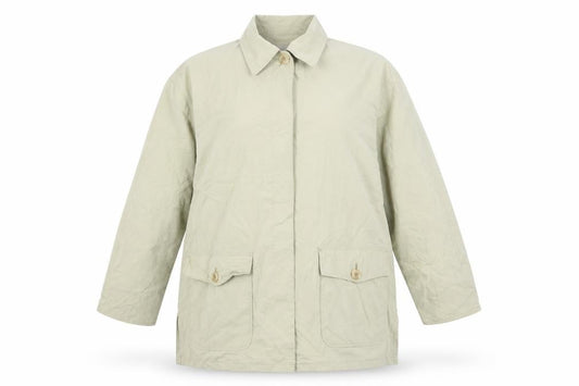 Front view of Marks & Spencer women’s green jacket coat, size UK 12