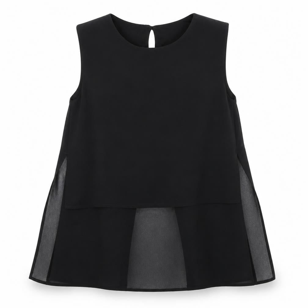 Front view of H&M girls’ black basic blouse, size 8-9, years
