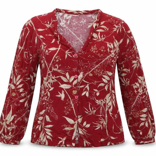 Oysho Womens Red Floral  Basic Blouse Size S