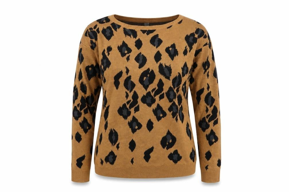 de.crop Womens Brown Geometric  Pullover Jumper Size S